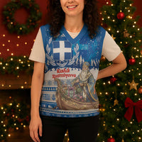 Greece Christmas Knitted V-Neck Vest Saint Basil Kala Cristouyenna - Wonder Print Shop
