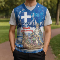 Greece Christmas Knitted V-Neck Vest Saint Basil Kala Cristouyenna - Wonder Print Shop