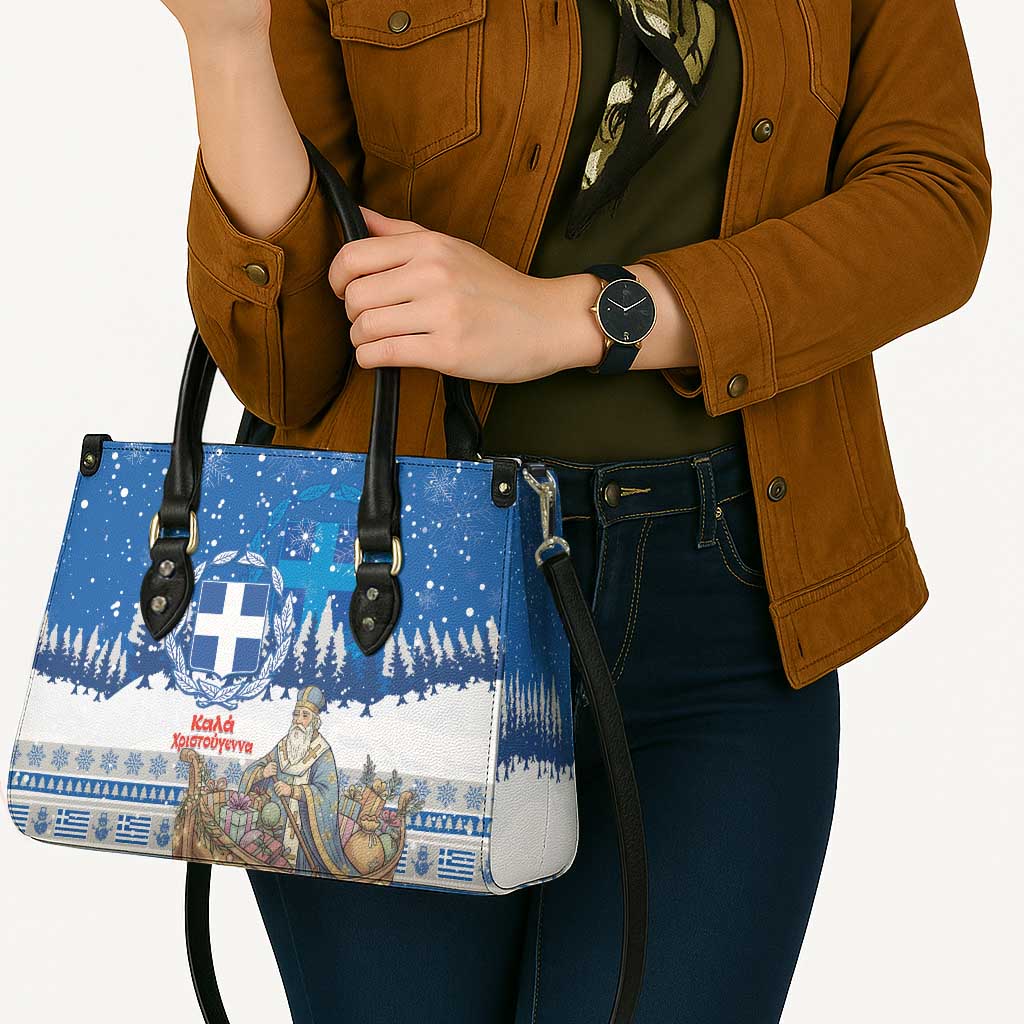 Greece Christmas Leather Bag Saint Basil Kala Cristouyenna - Wonder Print Shop
