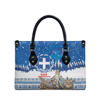Greece Christmas Leather Bag Saint Basil Kala Cristouyenna - Wonder Print Shop