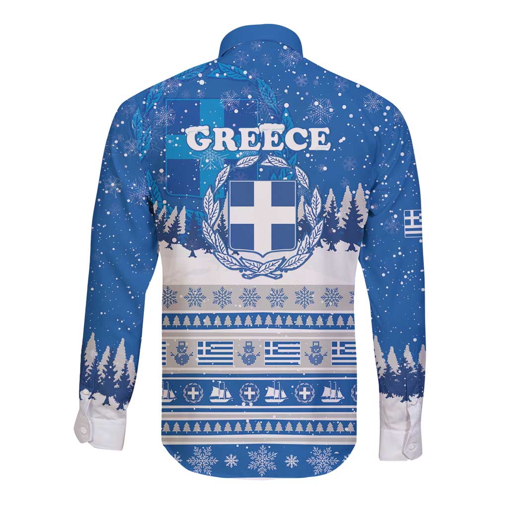 Greece Christmas Long Sleeve Button Shirt Saint Basil Kala Cristouyenna - Wonder Print Shop