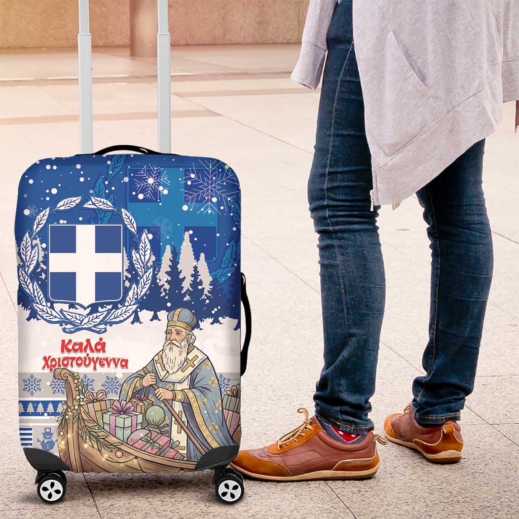 Greece Christmas Luggage Cover Saint Basil Kala Cristouyenna - Wonder Print Shop