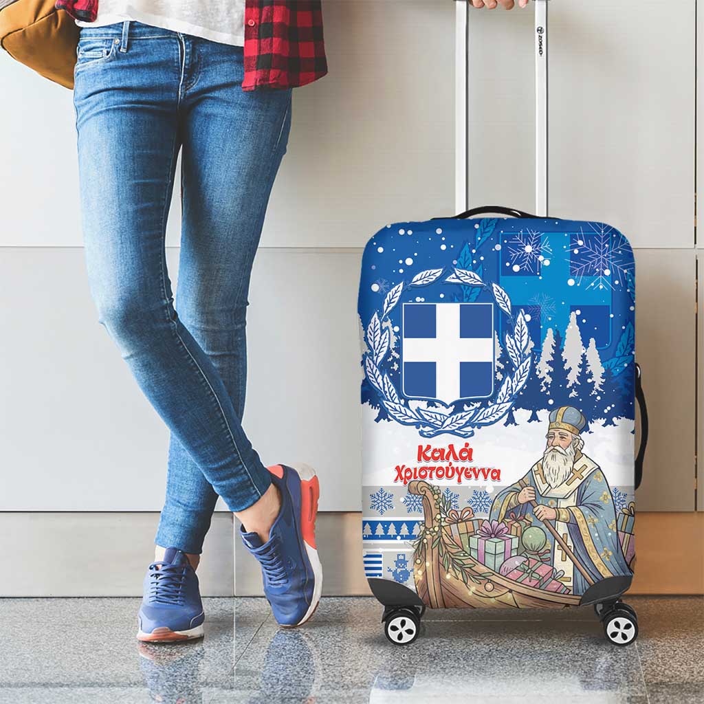 Greece Christmas Luggage Cover Saint Basil Kala Cristouyenna - Wonder Print Shop