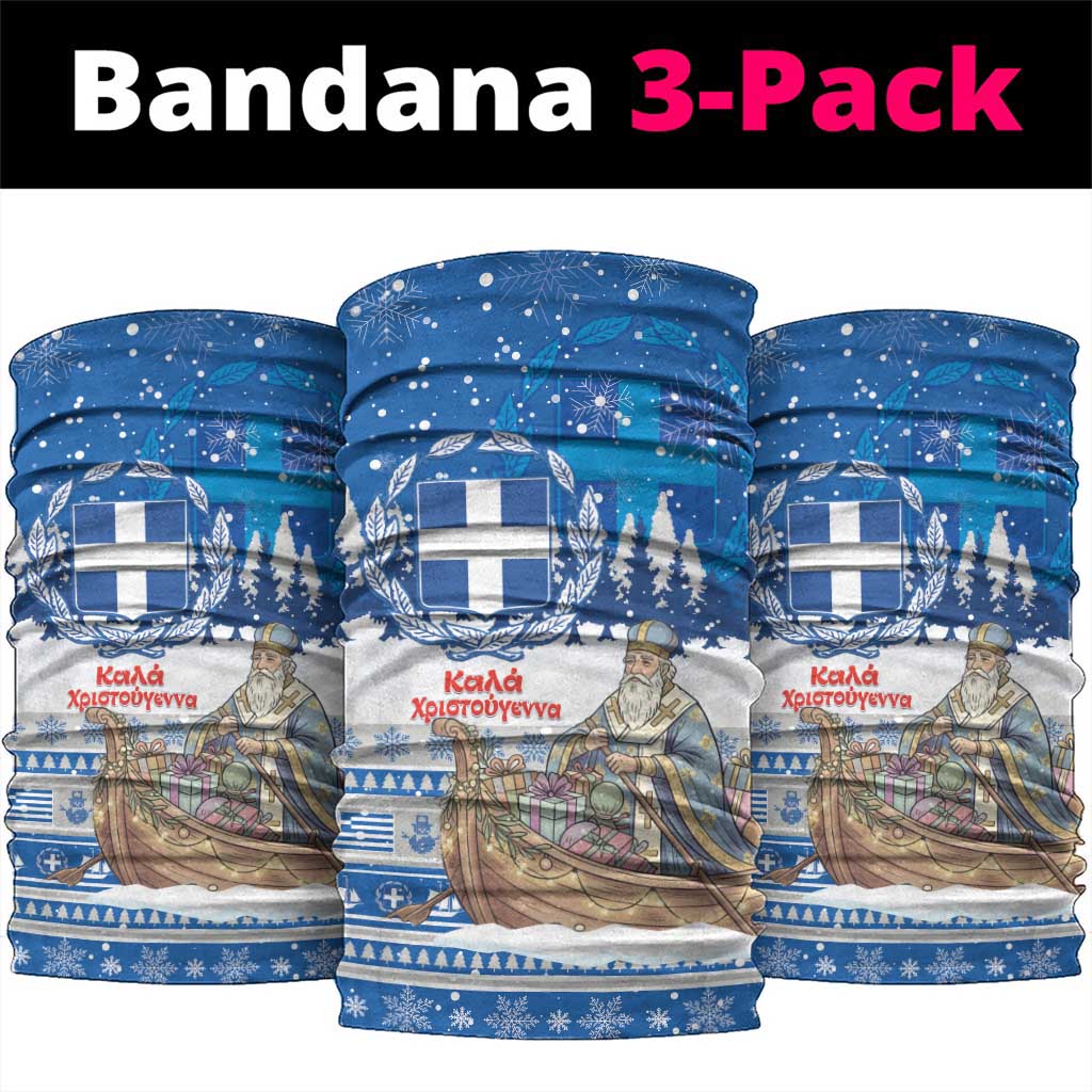 Greece Christmas Neck Gaiter Saint Basil Kala Cristouyenna - Wonder Print Shop