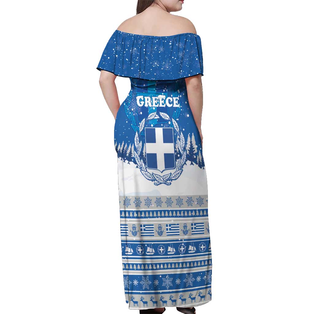 Greece Christmas Off Shoulder Maxi Dress Saint Basil Kala Cristouyenna - Wonder Print Shop
