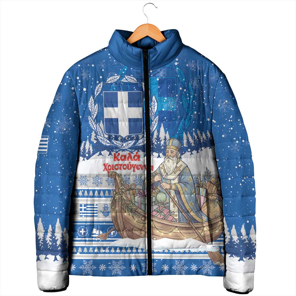Greece Christmas Padded Jacket Saint Basil Kala Cristouyenna - Wonder Print Shop