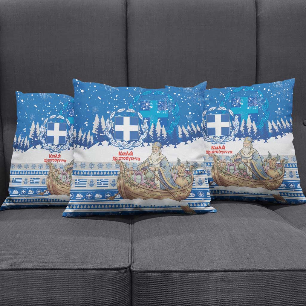Greece Christmas Pillow Cover Saint Basil Kala Cristouyenna - Wonder Print Shop