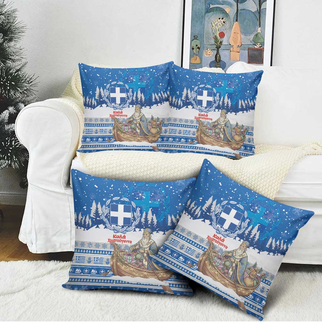 Greece Christmas Pillow Cover Saint Basil Kala Cristouyenna - Wonder Print Shop