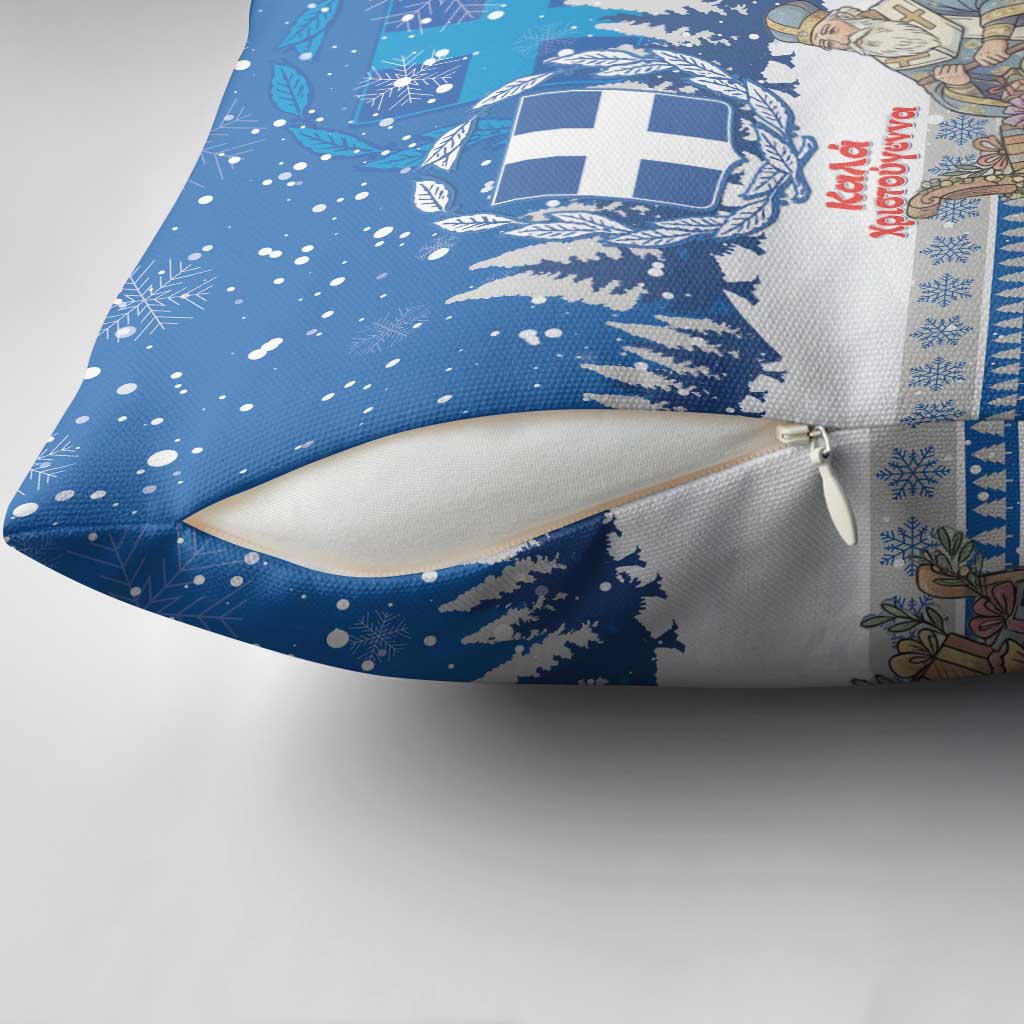 Greece Christmas Pillow Cover Saint Basil Kala Cristouyenna - Wonder Print Shop