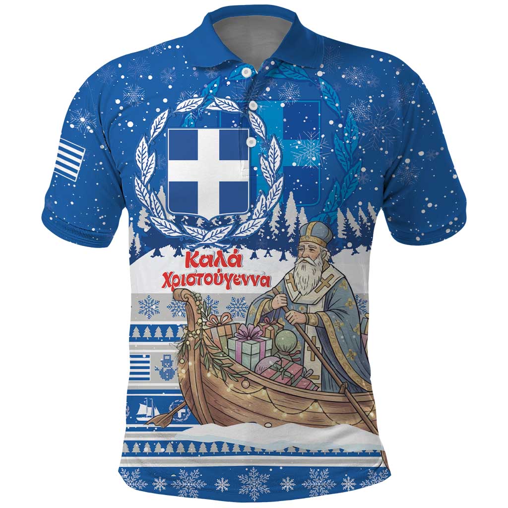 Greece Christmas Polo Shirt Saint Basil Kala Cristouyenna - Wonder Print Shop