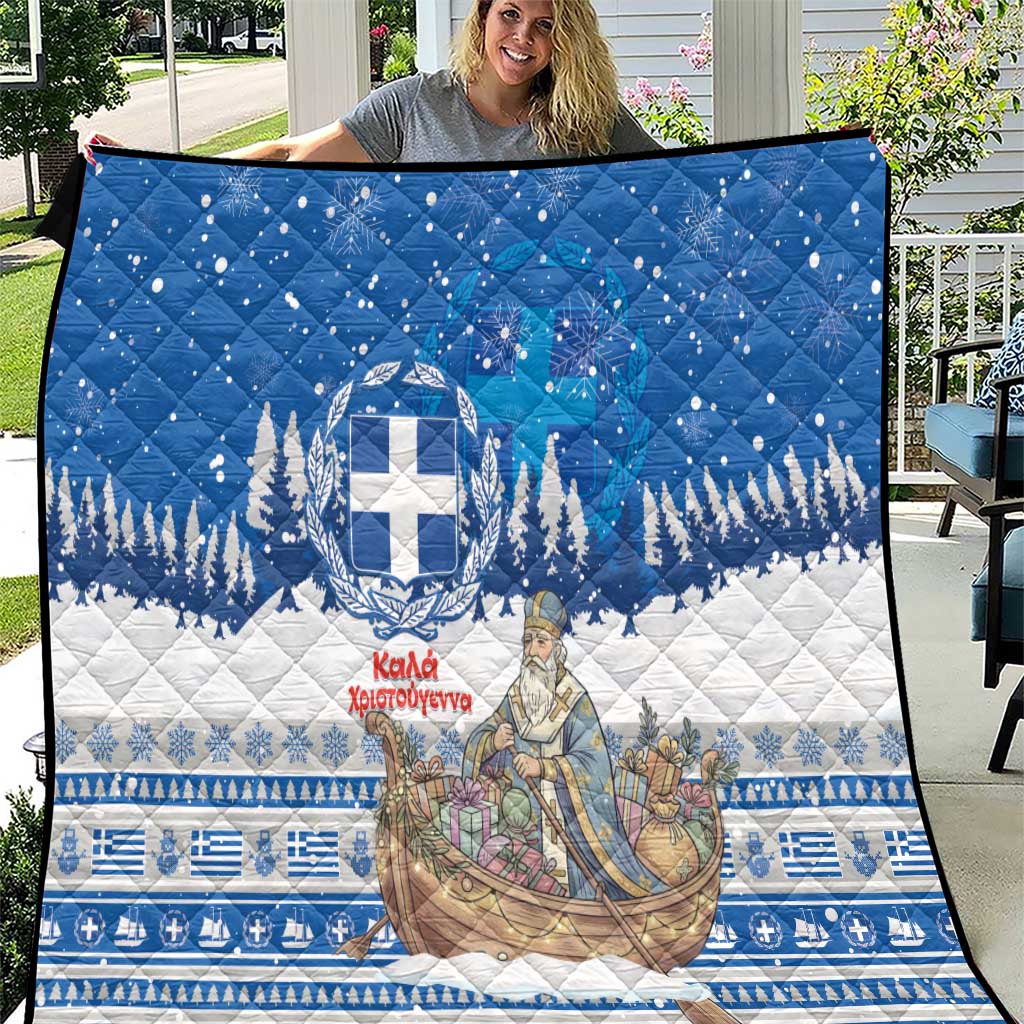 Greece Christmas Quilt Saint Basil Kala Cristouyenna - Wonder Print Shop