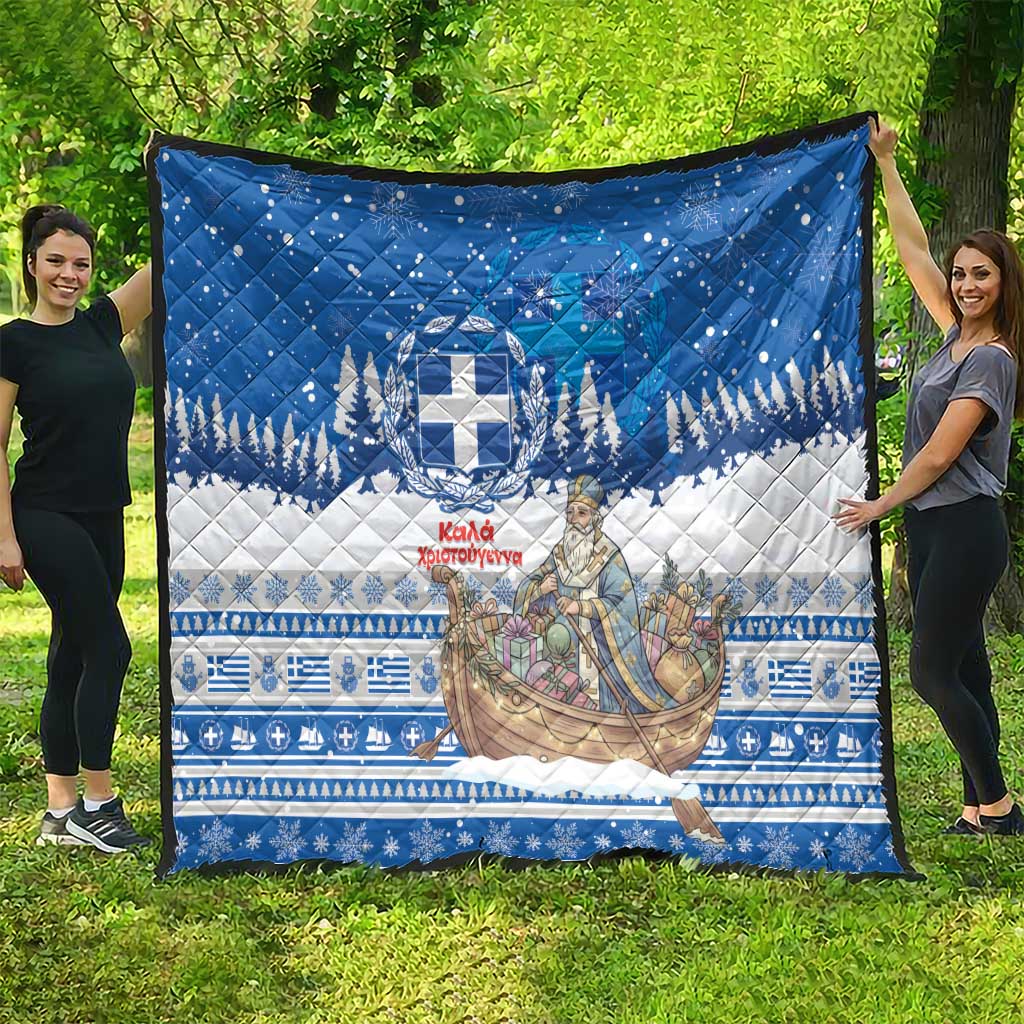 Greece Christmas Quilt Saint Basil Kala Cristouyenna - Wonder Print Shop