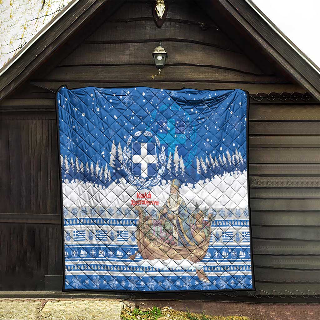 Greece Christmas Quilt Saint Basil Kala Cristouyenna - Wonder Print Shop