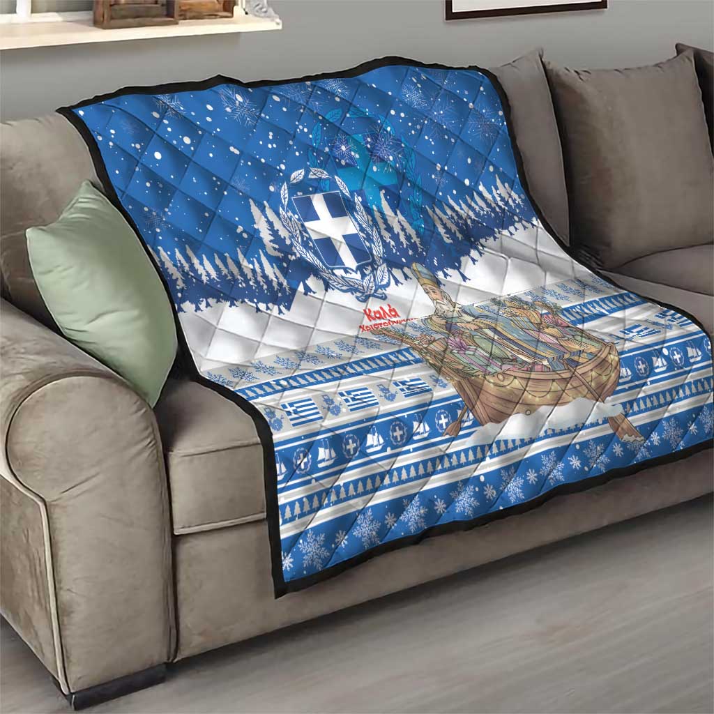 Greece Christmas Quilt Saint Basil Kala Cristouyenna - Wonder Print Shop