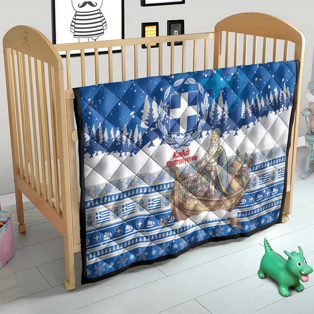 Greece Christmas Quilt Saint Basil Kala Cristouyenna - Wonder Print Shop