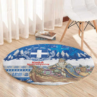 Greece Christmas Round Carpet Saint Basil Kala Cristouyenna - Wonder Print Shop