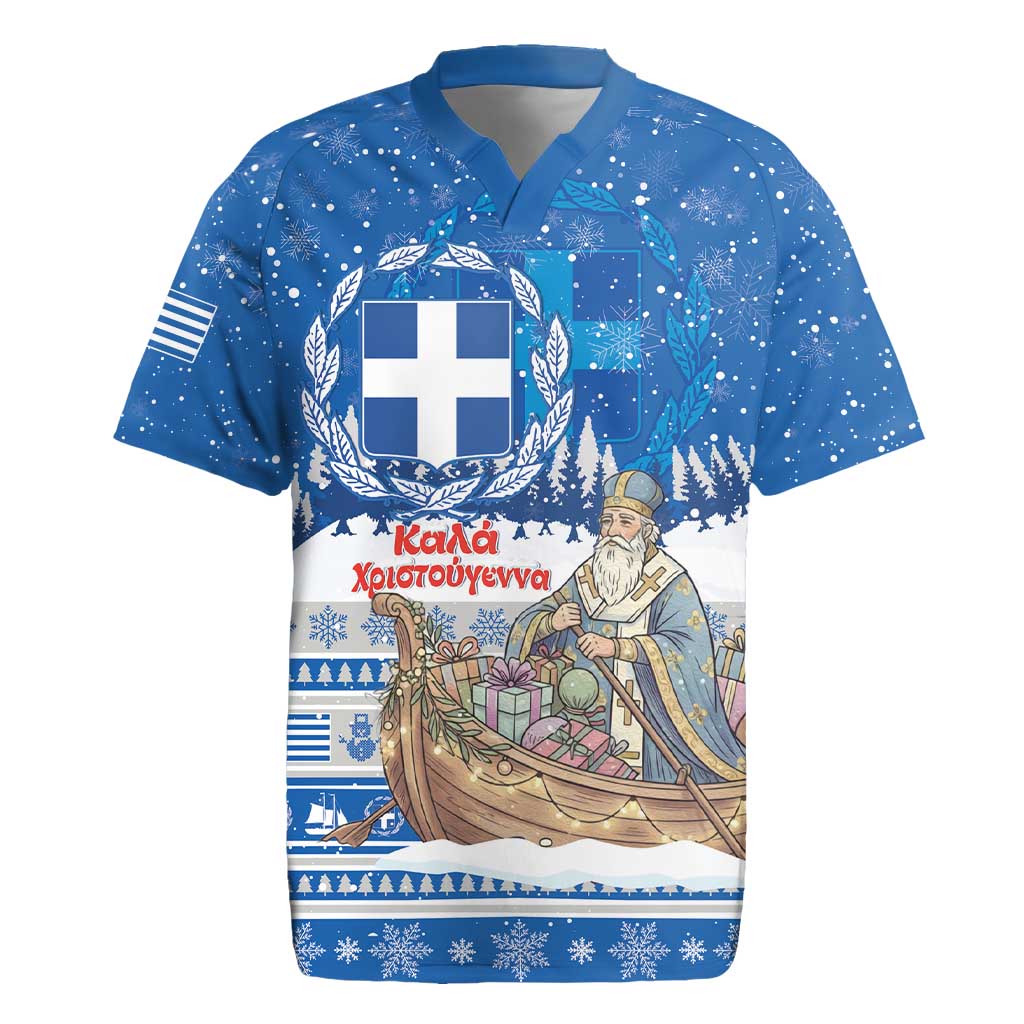 Greece Christmas Rugby Jersey Saint Basil Kala Cristouyenna - Wonder Print Shop