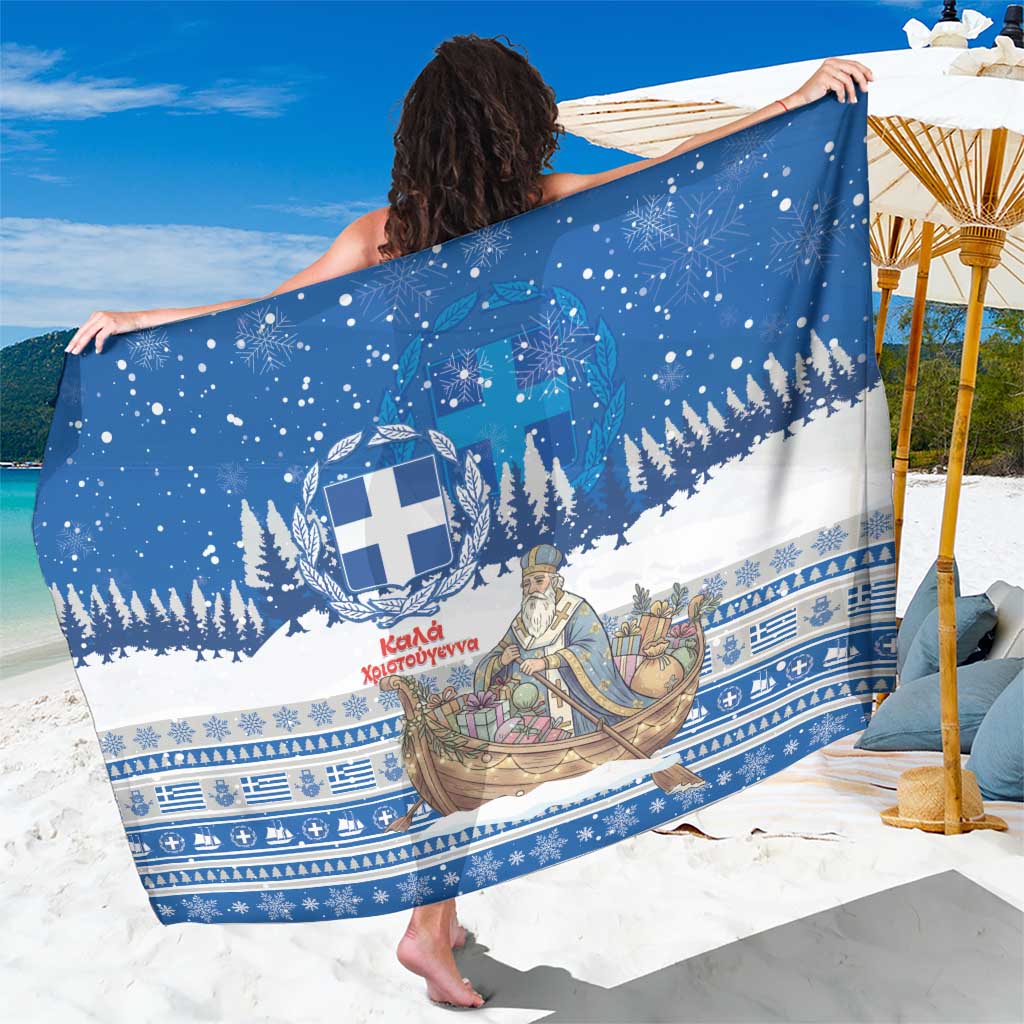 Greece Christmas Sarong Saint Basil Kala Cristouyenna - Wonder Print Shop