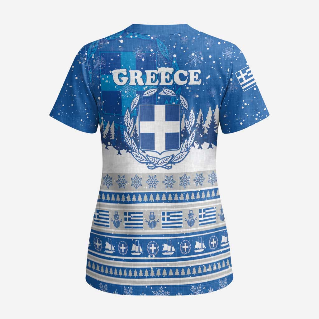 Greece Christmas Scrub Top Saint Basil Kala Cristouyenna - Wonder Print Shop