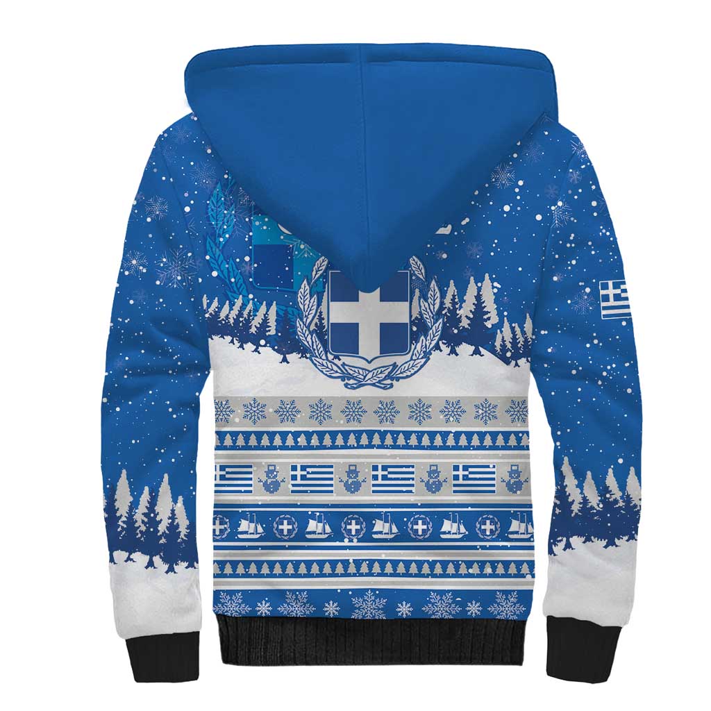 Greece Christmas Sherpa Hoodie Saint Basil Kala Cristouyenna - Wonder Print Shop