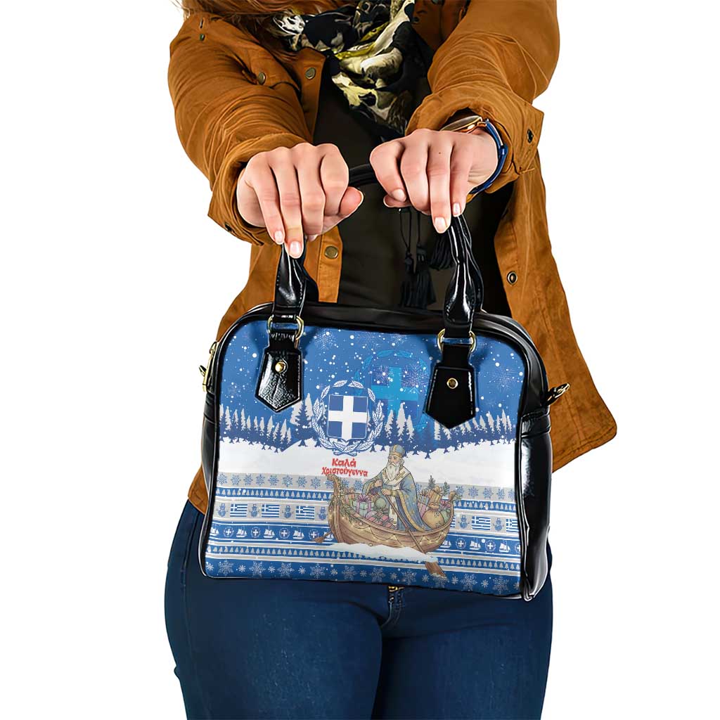 Greece Christmas Shoulder Handbag Saint Basil Kala Cristouyenna - Wonder Print Shop