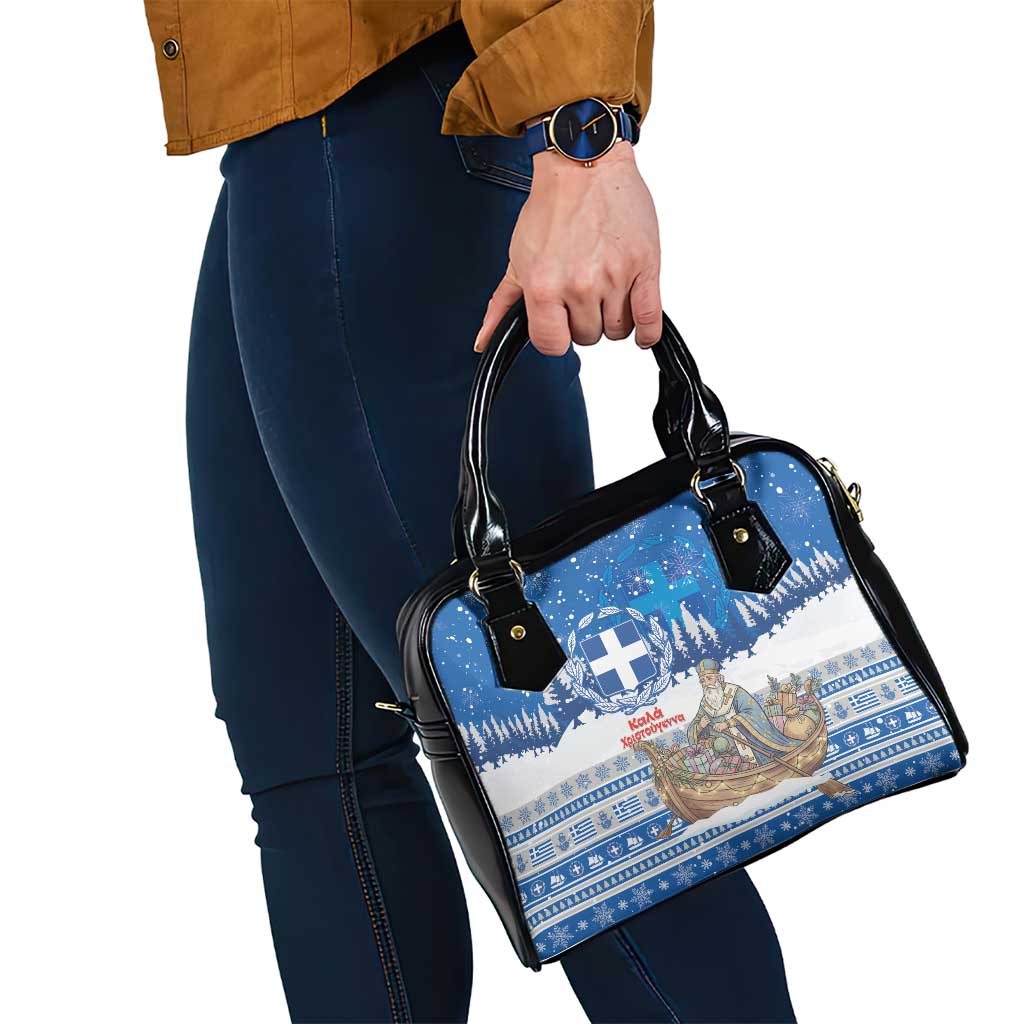 Greece Christmas Shoulder Handbag Saint Basil Kala Cristouyenna - Wonder Print Shop