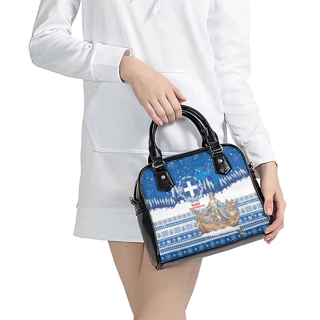 Greece Christmas Shoulder Handbag Saint Basil Kala Cristouyenna - Wonder Print Shop
