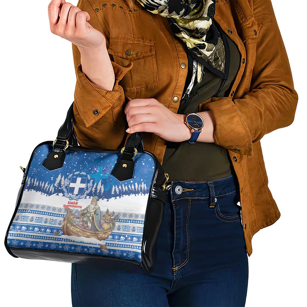 Greece Christmas Shoulder Handbag Saint Basil Kala Cristouyenna - Wonder Print Shop