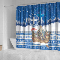 Greece Christmas Shower Curtain Saint Basil Kala Cristouyenna - Wonder Print Shop