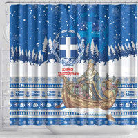 Greece Christmas Shower Curtain Saint Basil Kala Cristouyenna - Wonder Print Shop