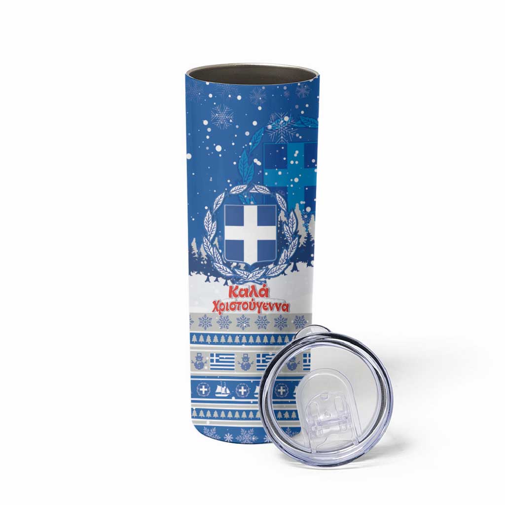 Greece Christmas Skinny Tumbler Saint Basil Kala Cristouyenna - Wonder Print Shop