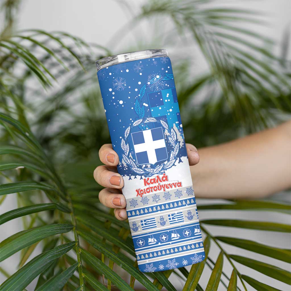 Greece Christmas Skinny Tumbler Saint Basil Kala Cristouyenna - Wonder Print Shop