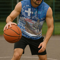 Greece Christmas Sleeveless Hoodie Saint Basil Kala Cristouyenna - Wonder Print Shop