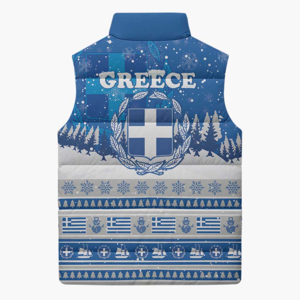 Greece Christmas Sleeveless Puffer Jacket Saint Basil Kala Cristouyenna - Wonder Print Shop