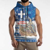 Greece Christmas Sleeveless Zip Hoodie Saint Basil Kala Cristouyenna - Wonder Print Shop