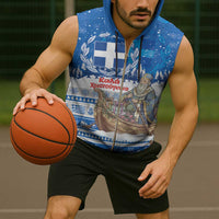 Greece Christmas Sleeveless Zip Hoodie Saint Basil Kala Cristouyenna - Wonder Print Shop