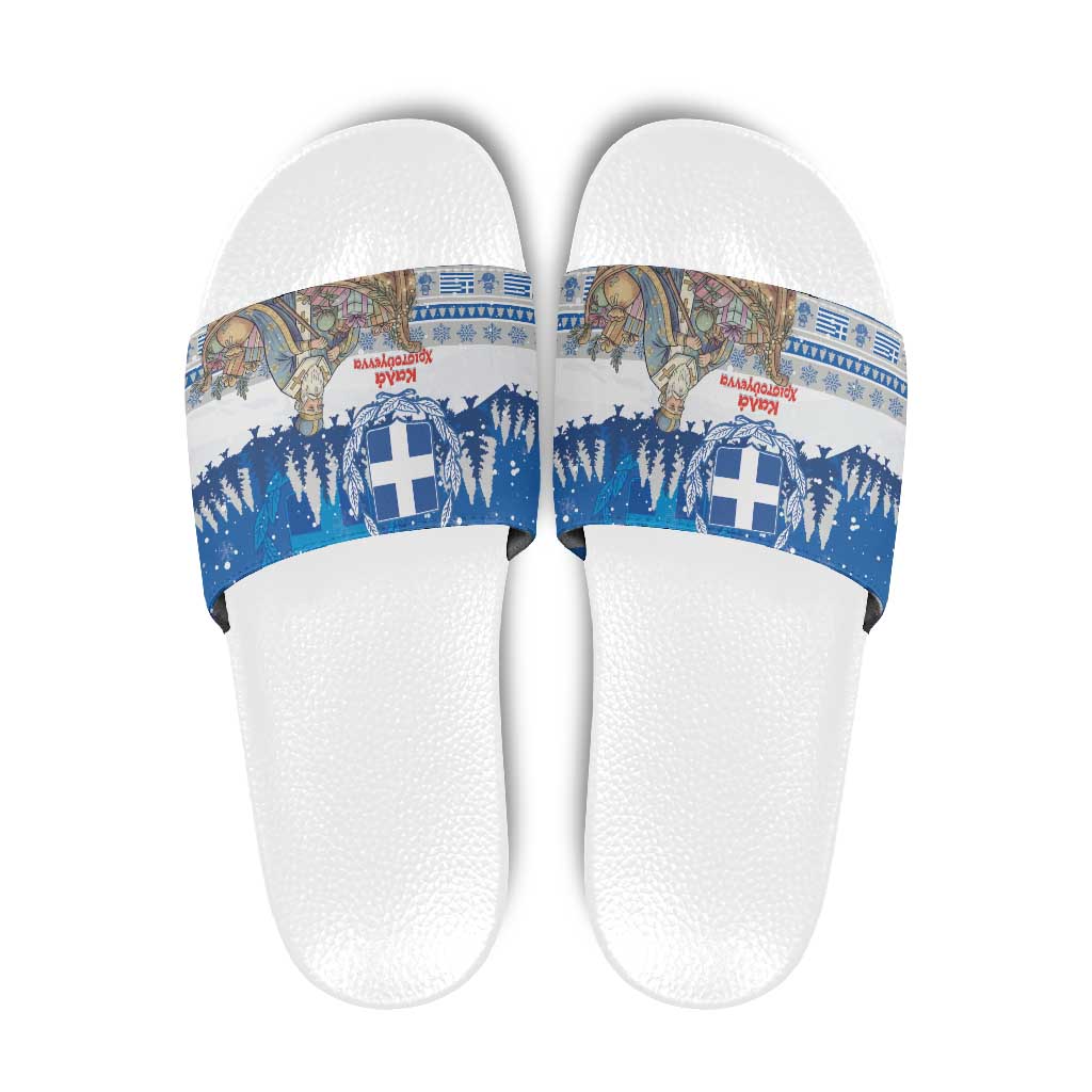 Greece Christmas Slide Sandals Saint Basil Kala Cristouyenna - Wonder Print Shop