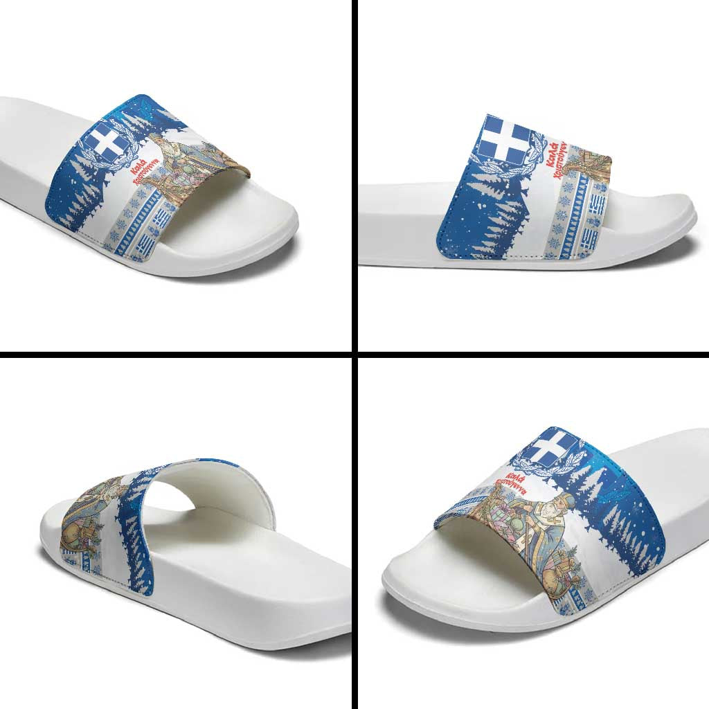 Greece Christmas Slide Sandals Saint Basil Kala Cristouyenna - Wonder Print Shop