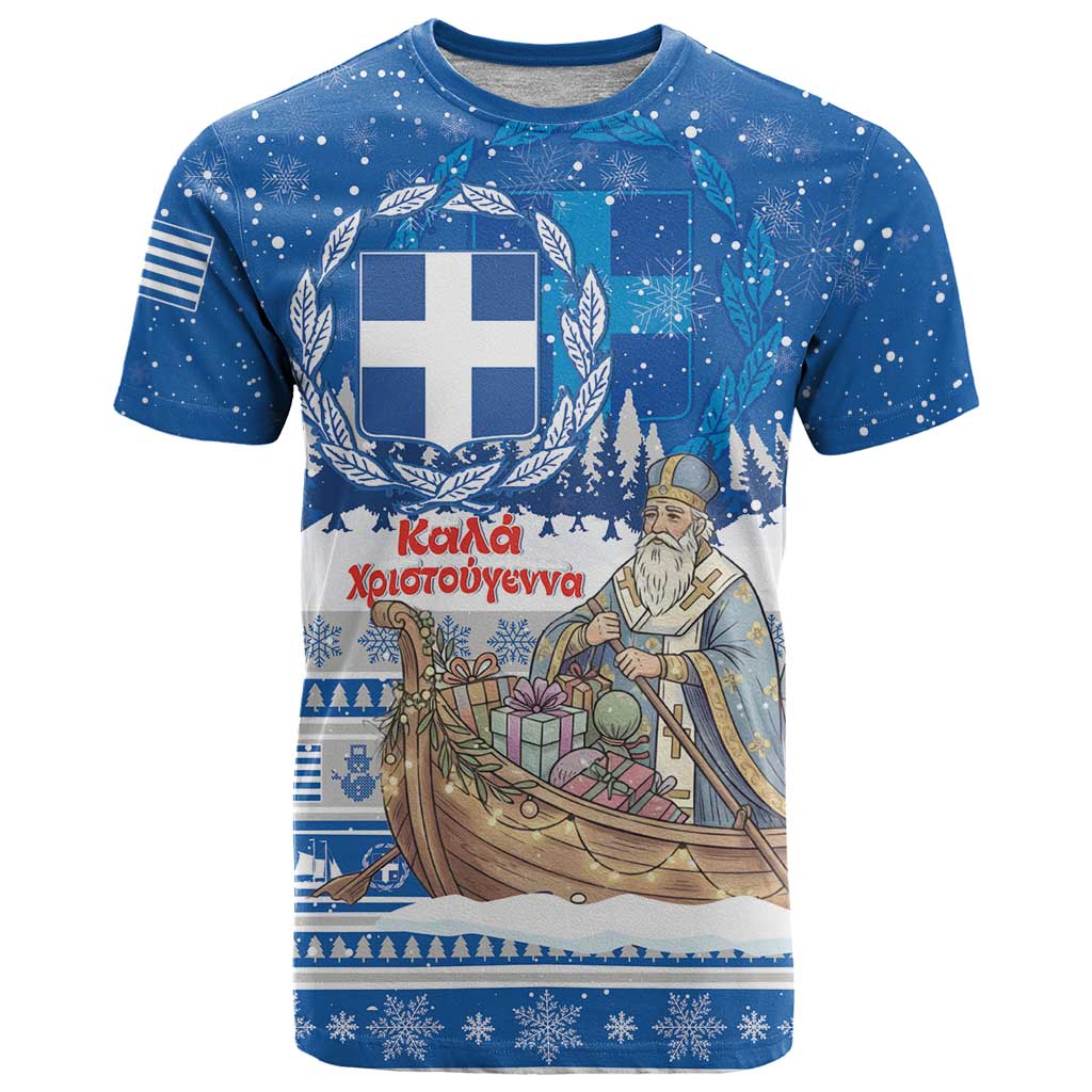 Greece Christmas T Shirt Saint Basil Kala Cristouyenna - Wonder Print Shop