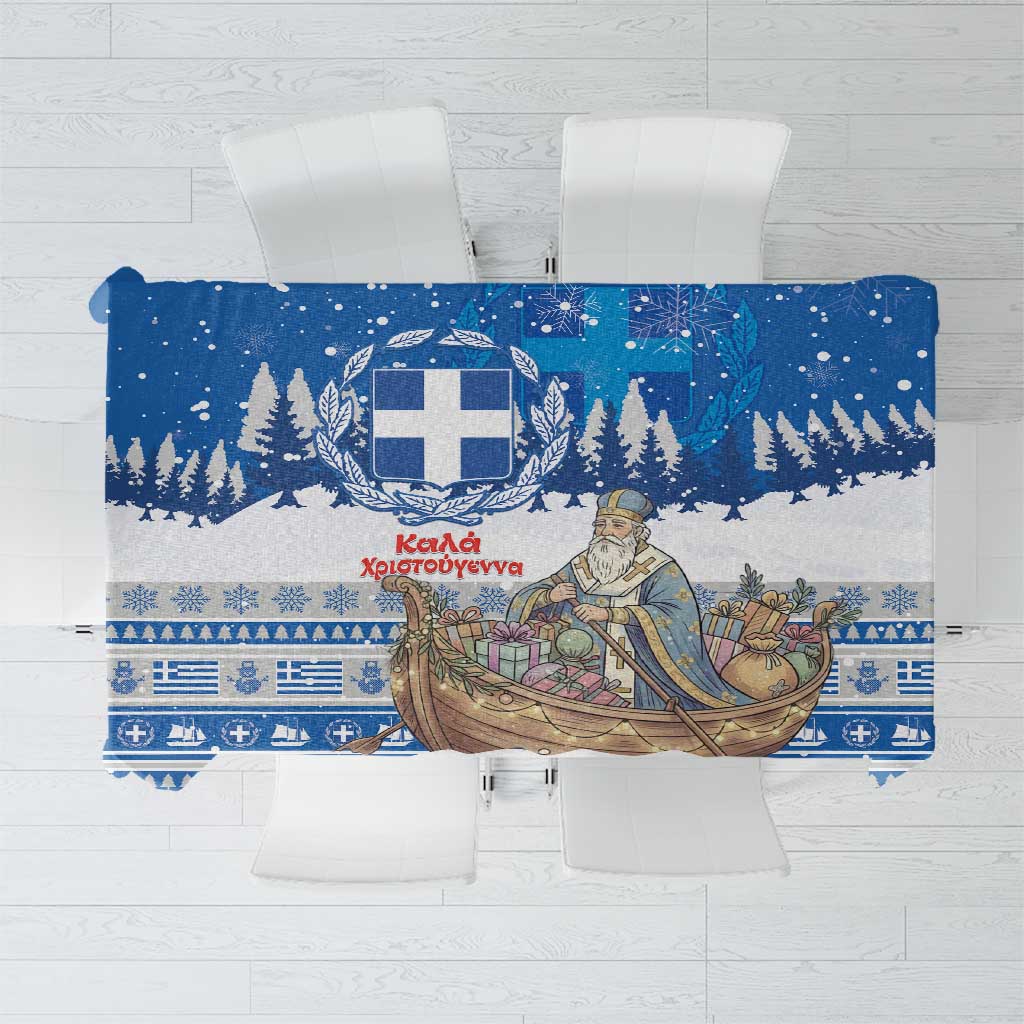 Greece Christmas Tablecloth Saint Basil Kala Cristouyenna - Wonder Print Shop