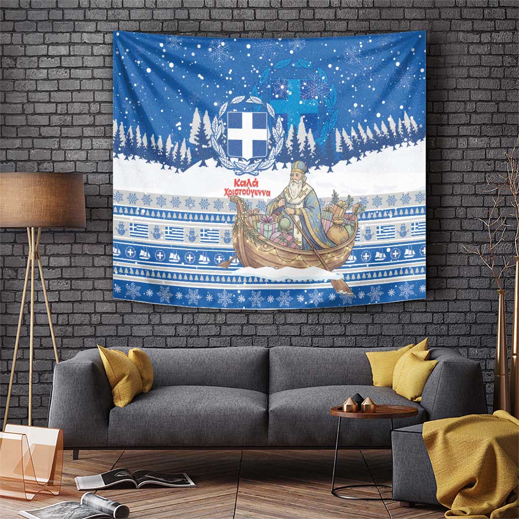 Greece Christmas Tapestry Saint Basil Kala Cristouyenna - Wonder Print Shop