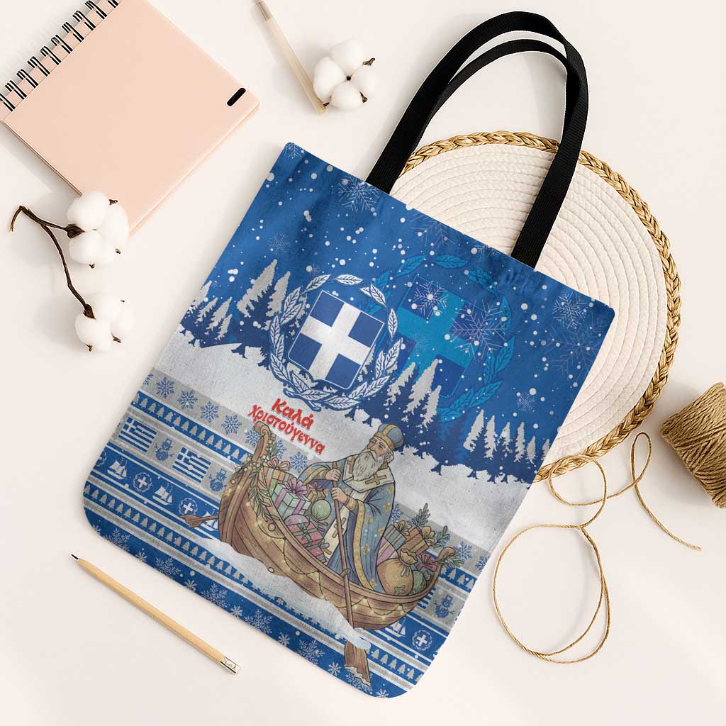 Greece Christmas Tote Bag Saint Basil Kala Cristouyenna - Wonder Print Shop