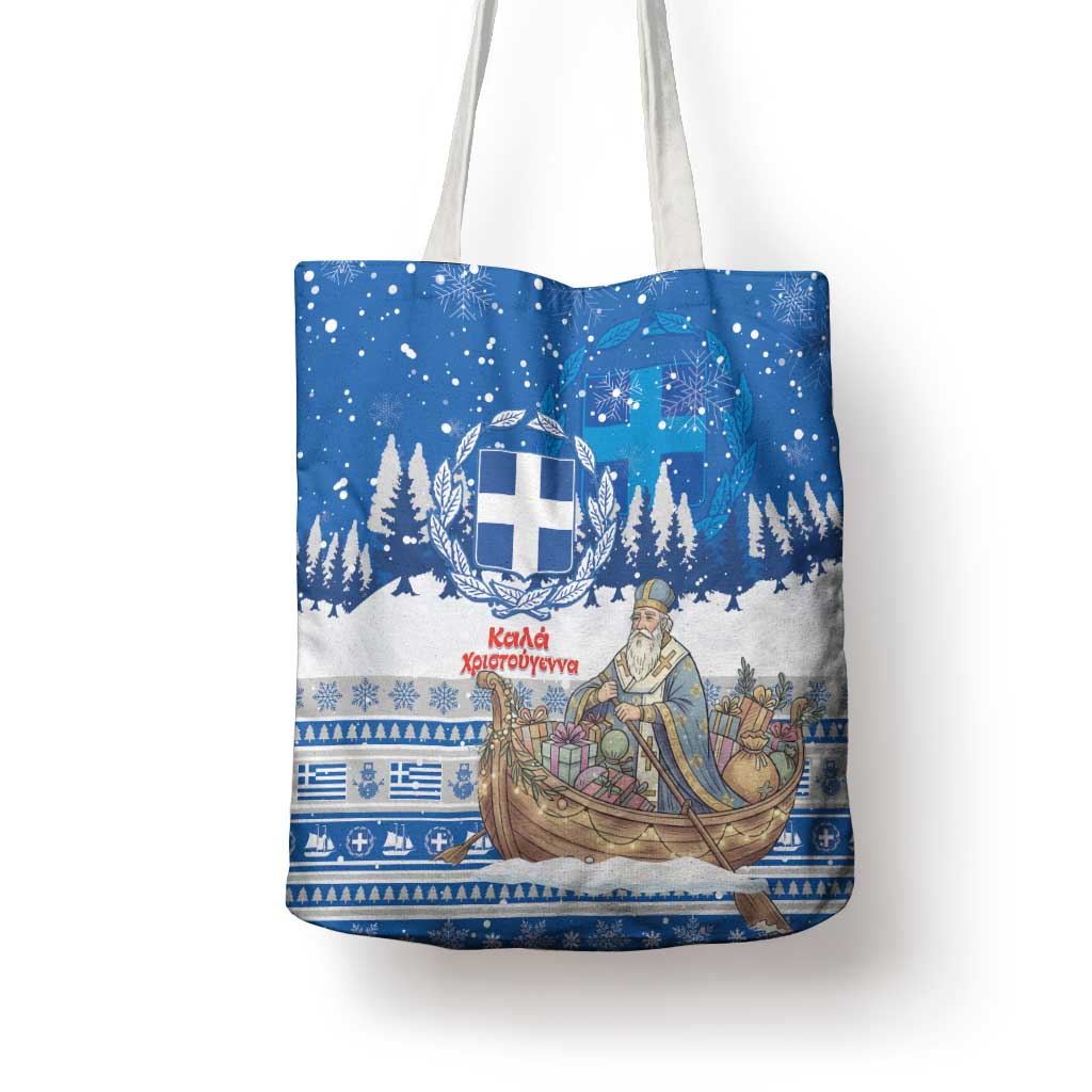 Greece Christmas Tote Bag Saint Basil Kala Cristouyenna - Wonder Print Shop