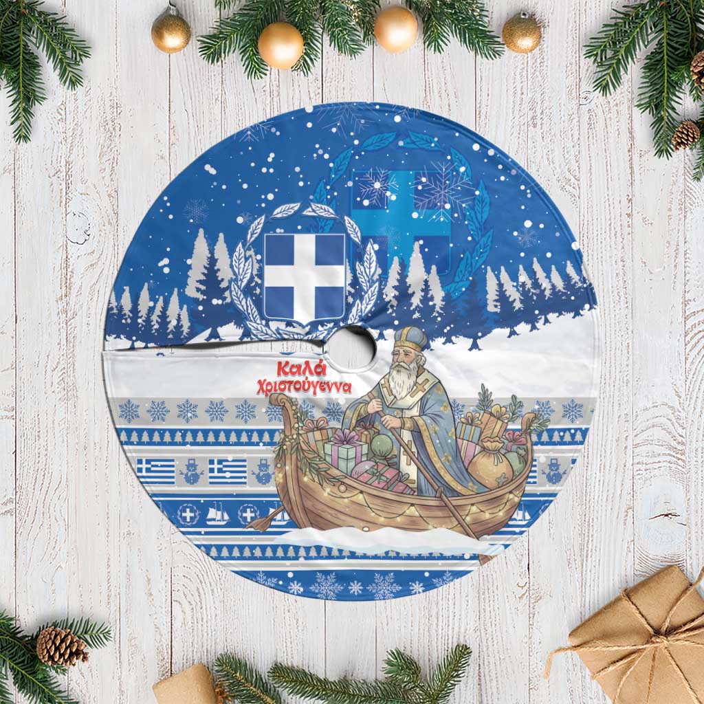 Greece Christmas Tree Skirt Saint Basil Kala Cristouyenna - Wonder Print Shop