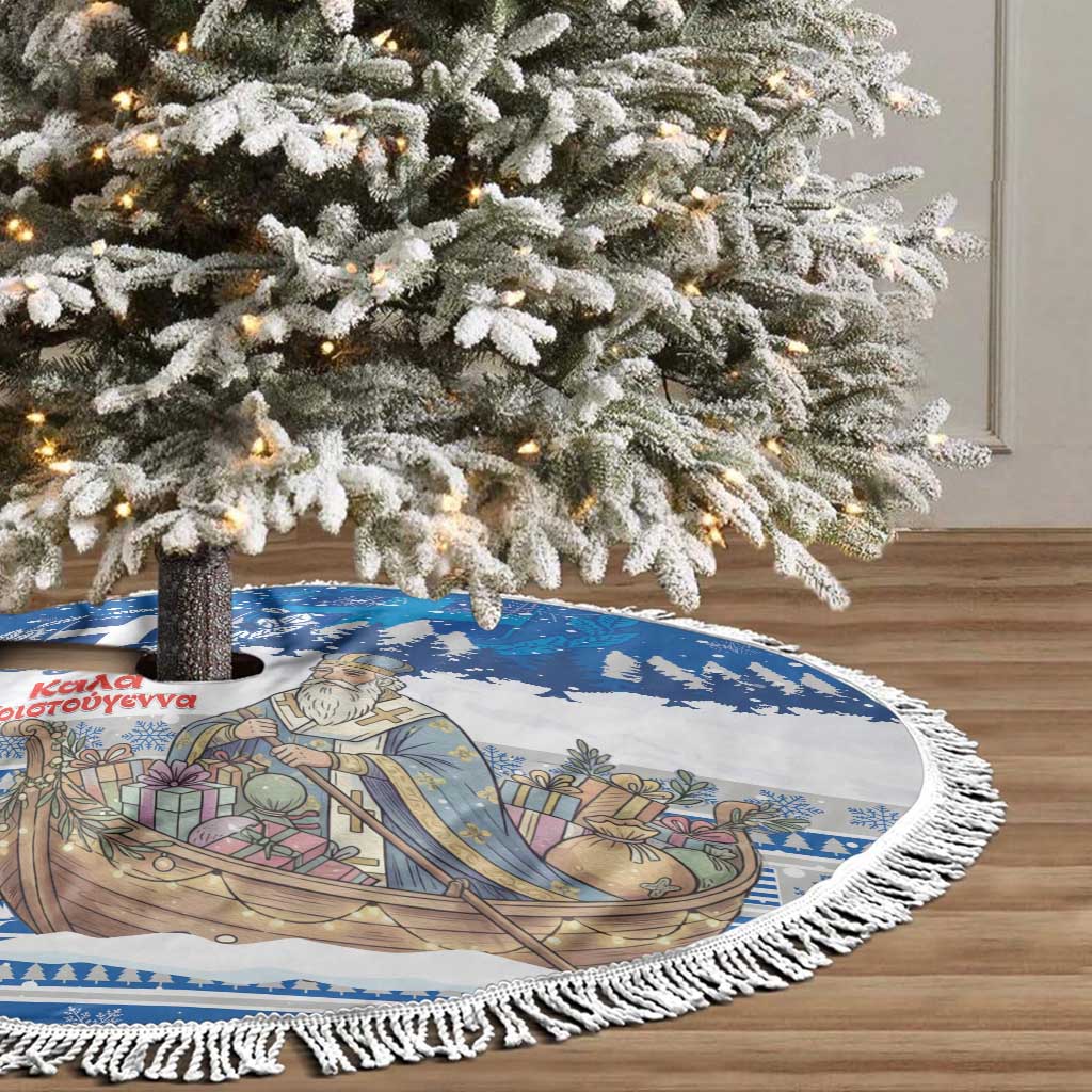 Greece Christmas Tree Skirt Saint Basil Kala Cristouyenna - Wonder Print Shop