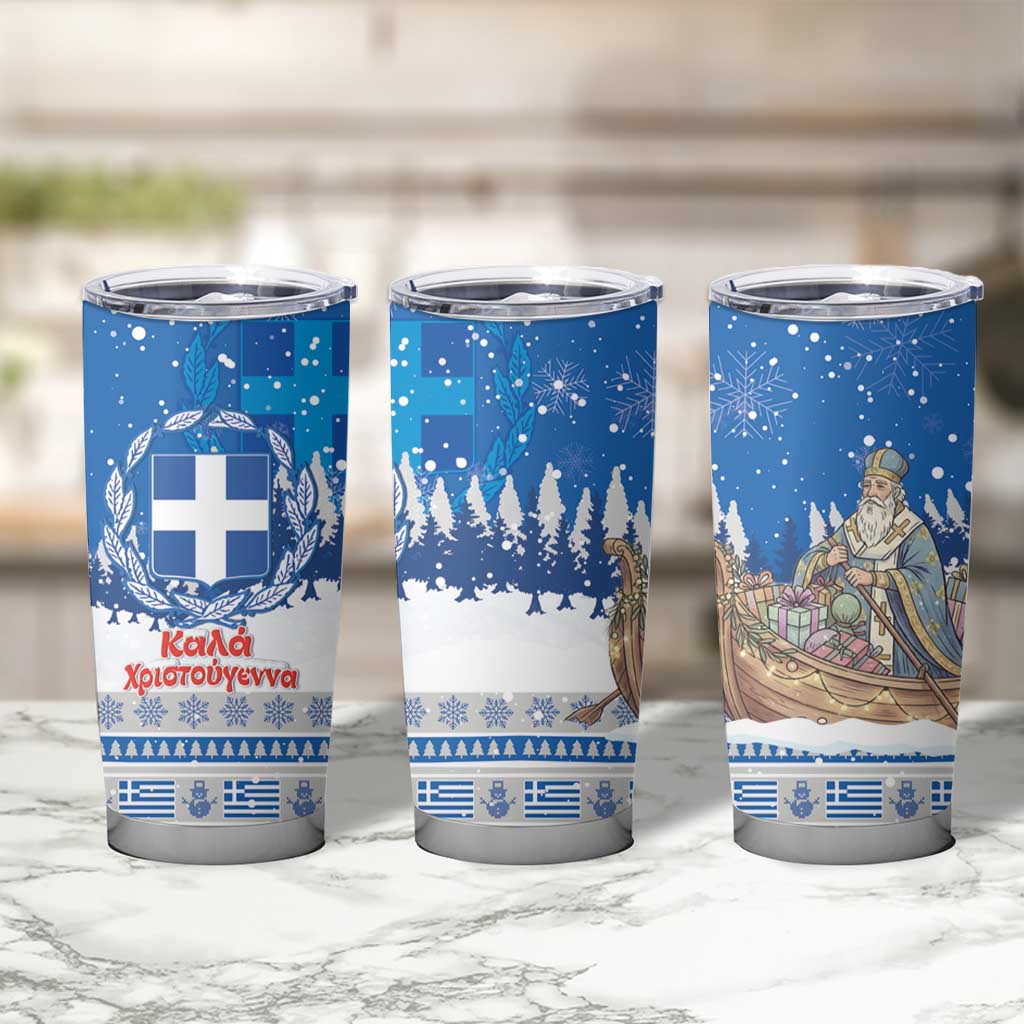 Greece Christmas Tumbler Cup Saint Basil Kala Cristouyenna - Wonder Print Shop