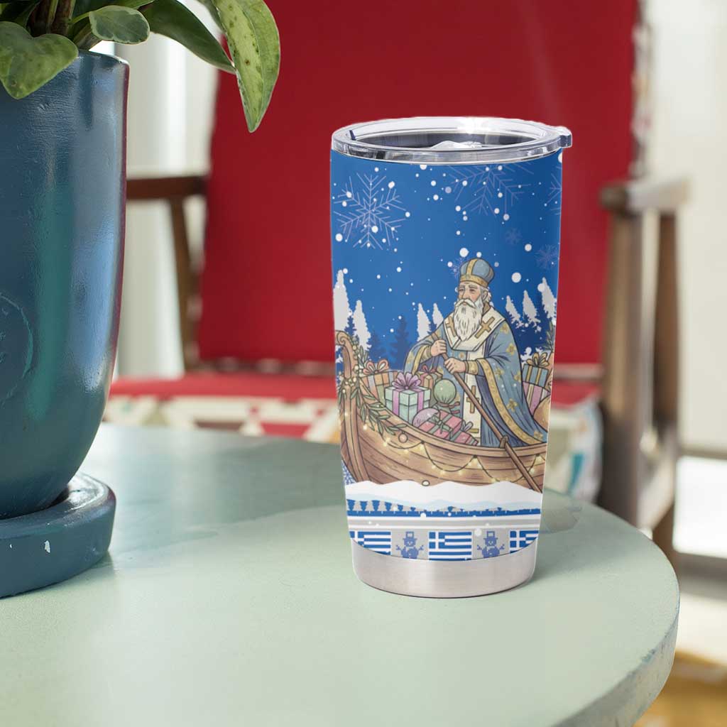 Greece Christmas Tumbler Cup Saint Basil Kala Cristouyenna - Wonder Print Shop