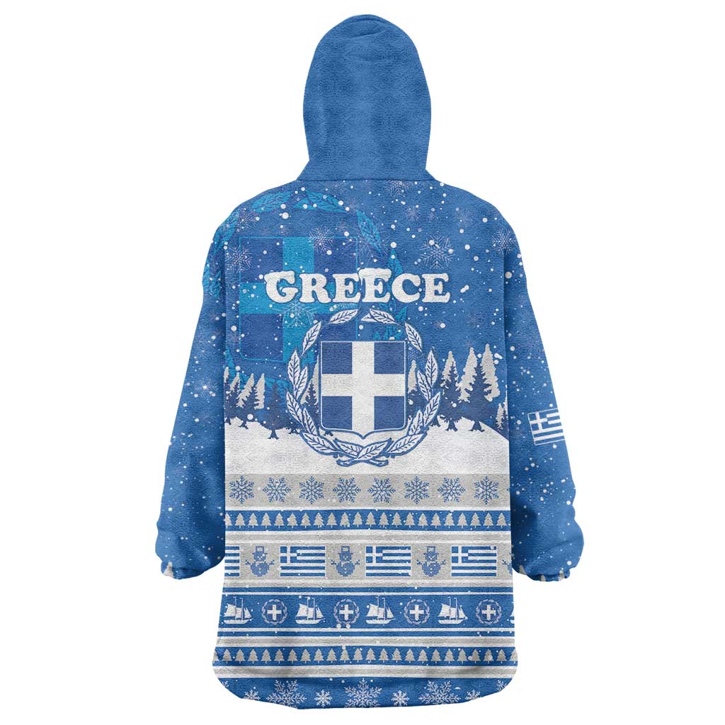 Greece Christmas Wearable Blanket Hoodie Saint Basil Kala Cristouyenna - Wonder Print Shop