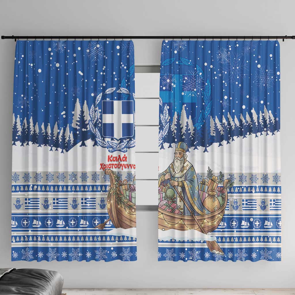 Greece Christmas Window Curtain Saint Basil Kala Cristouyenna - Wonder Print Shop