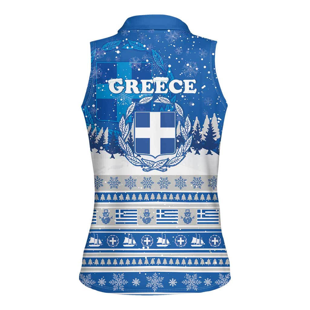 Greece Christmas Women Sleeveless Polo Shirt Saint Basil Kala Cristouyenna - Wonder Print Shop